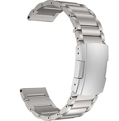 MaKTech チタンバンド、22mm軽量ワンピースメタルリンクブレスレット、Samsung Galaxy Watch 3 45mm/46..