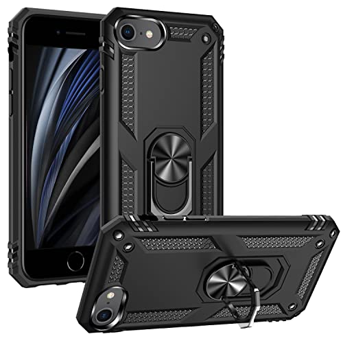 Rakuten - iPhone SE 第3世代 ケース iPhone se 第2世代 iPhone7/8 DINGXIN 米軍MIL規格取得 耐衝撃 薄型 軽量 アイフォン リング付き 360度回転 スタンド機能 ブラック
