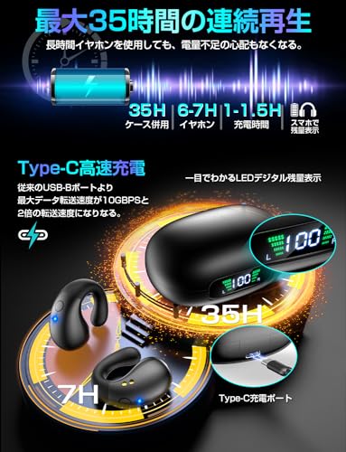 2024業界初売り・真のOWSイヤホンBluetooth イヤホン 開放型ワイヤレスイヤホン オープンイヤー型 塞がない 空気伝導イヤホン 革新 耳掛け式 イヤホン 両耳通話ノイズリダクション 音漏れ対策 タッチ操作 誤操作防止 LEDディスプレイ 完全ブルートゥース historia-10009304 Historia 楽天市場店 サンプル画像2