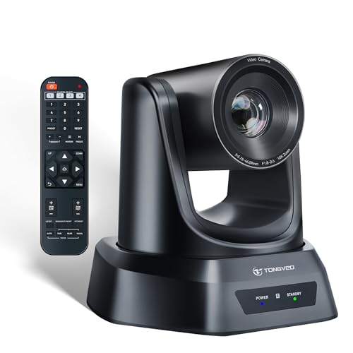 TONGVEO webウェブ会議PTZカメラ10倍光学ズームHDMI/USB会議室カメラ1080P60fps238万画素室内用左右350..
