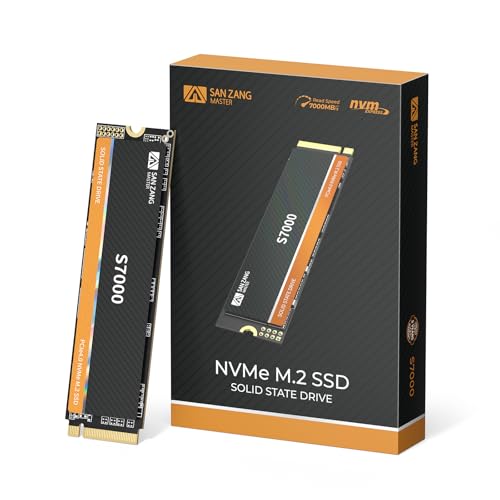 SANZANG MASTER S7000 SSD 1TB NVMe M.2 PCIe Gen 4x4、M.2 2280 3D NAND NVMe内蔵SSD 最大読み取り速度7000MB/s 書き込み速度 6500MB/s PCパソコン、ノートパソコンのアップグレードストレージ。 (ヒートシンク付き) (ゴールドとブラック,