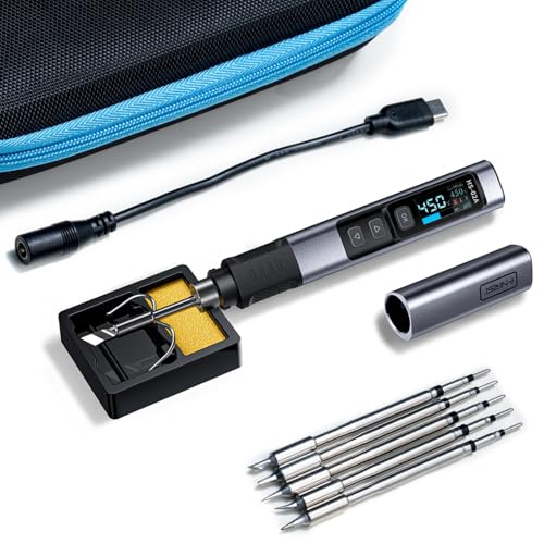 FNIRSI HS-02A ハンダゴテ 内熱式 ポータブルはんだこてキット 100W急速加熱 こて先付き 電子作業 USB..