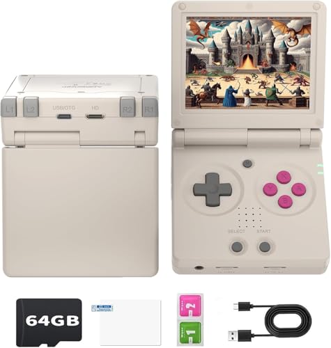 Anbernic RG35XXSP Flip 携带型ゲーム機 折畳みレトロゲーム機 Linuxシステム搭載 3.5インチスクリーン 日本語対応 WiFi/Bluetooth機能 3300mAh 64GB グレー