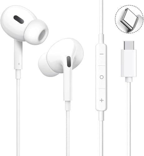 2025新版タイプc イヤホン Type-C イヤホン 有線 HIFI音質 音量調節 重低音 ノイズキャンセリング マイク付き 通話可能 ハイレゾ クリア通話 ステレオイヤフォン ヘッドホン Type Cインターフェース 15 16 17 Galaxy Xperia Pixel Huawei 対応