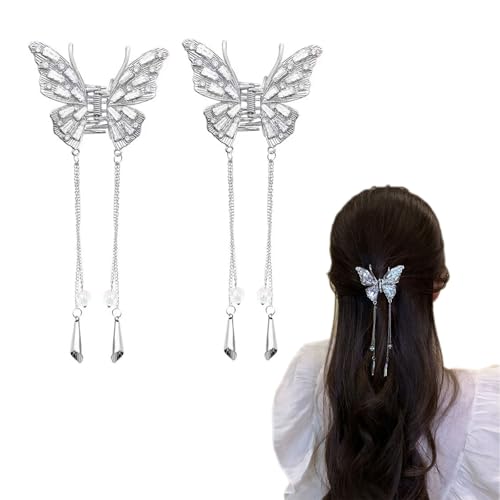 YANHUILAY 蝶 ヘアクリップ2個セット蝶のヘアピン バンスクリップ 蝶 クリップ 可愛い 蝶々 髪飾り ラ..