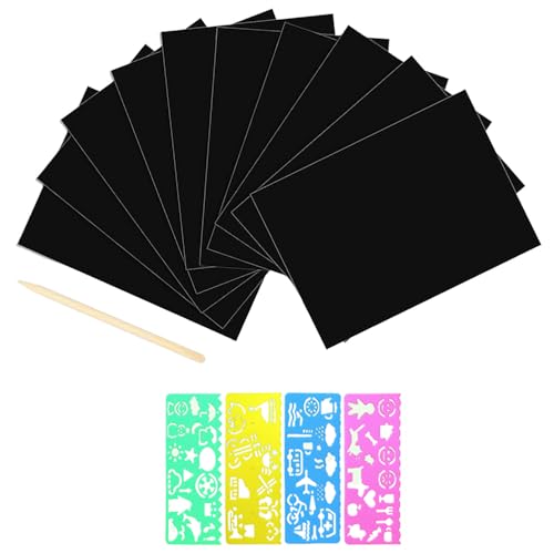 スクラッチアート カラフラ ペーパーアート 10枚セット A4サイズ スクラッチアートペン付き レインボー..
