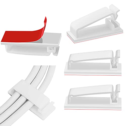 Sucodver ケーブルクリップ ケーブルホルダー 太い 壁 固定 強力 粘着 大型 20個入り コードクリップ コードホルダー 太い 剥がせる 両面テープ 配線止め 配線 整理 （白）