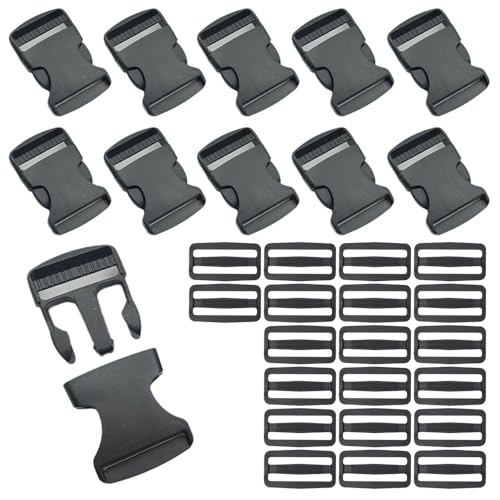 [GLOWZEN] 25mm サイドリリースバックル プラスチックバックル +アジャスター10個セット