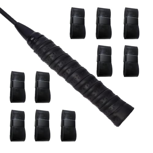 グリップテープ テニスバドミントングリップテープ 滑り止め 通気性 吸汗 バドミントン テニスラケット ゴルフ グリップテープ 釣り竿 自転車 野球 ダンベル用（10枚セット ブラック）