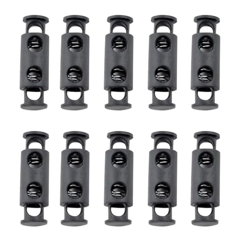 Jravezt コードストッパー 紐止め 10個入りゴム紐ストッパー 2穴 コードロック スプリング コードスト ..