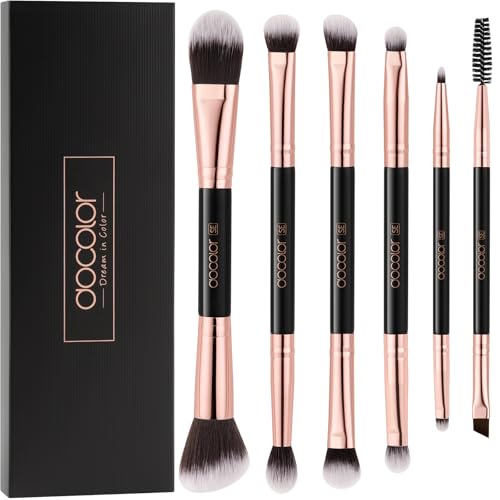 docolor ドゥカラー 携帯用 メイクブラシセット ダブルエンドブラシ アイシャドウ 化粧筆 6本 多機能 ..