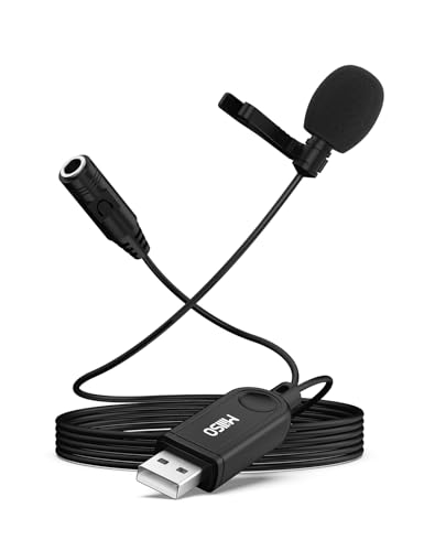 MillSO USBピンマイク クリップ付き 2M 全指向性 イヤホン端子付き USB マイク 3.5mmポート 有線 小型 ..