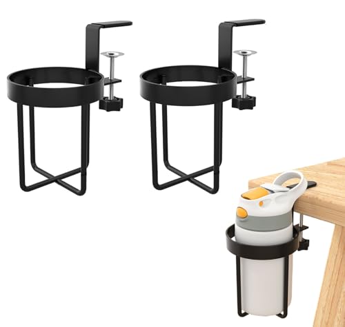 koundeneko カップホルダー 2個セット テーブル ドリンクホルダー 取り付け簡単 クランプ式 カップホル..