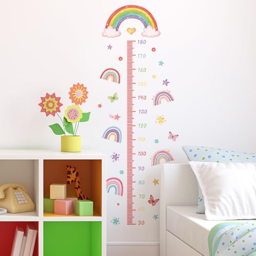 ノーブランド品 ウォールステッカー 身長計 虹 モダン スタイル シール 壁掛け 成長記録 子供用 室内装飾
