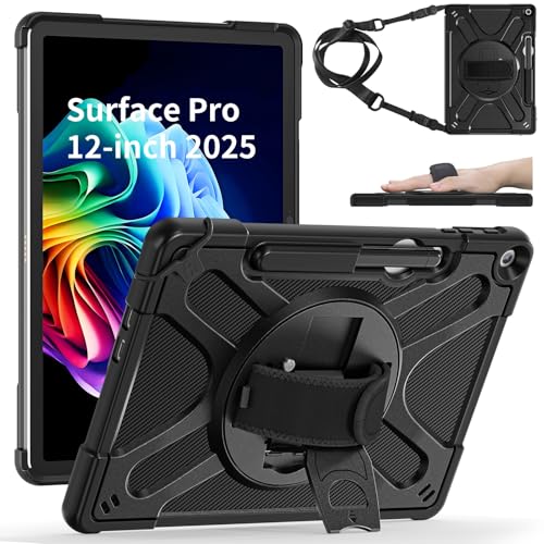 Other - ZenRich Surface Pro 12 第12世代 2025 12インチ 専用ケース キーボード対応 ペン収納付き 耐衝撃 360°回転スタンド ハンドストラップ ショルダーベルト付き ビジネス 在宅勤務 プレゼン用