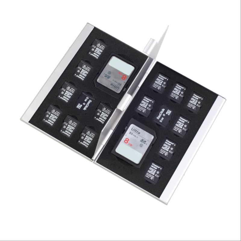 Rakuten - メモリカード ケース アルミ製 SDカードケース MicroSD SDHC SDXC MSD マイクロSD TF スロット収納ケース 両面収納 防塵 耐衝撃 (S04(シルバー）)