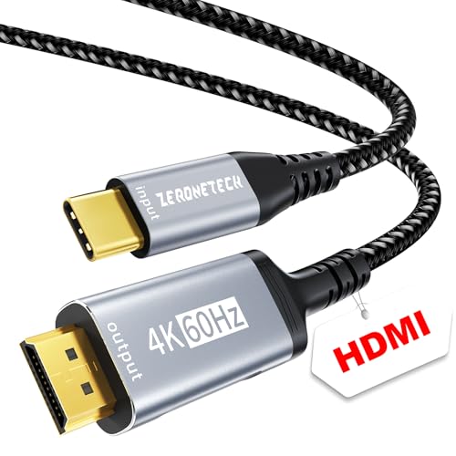 USB Type C HDMI 変換ケーブル 1M 4K@60Hz タイプC HDMI 変換単方向通信 ナイロン編み + 金メッキ仕様 DP Altモードを含むUSB-Cだけ対応Thunderbolt 4/3 対応 iPhone 17/16/15 Plus/Pro/Pro Max、MacBook