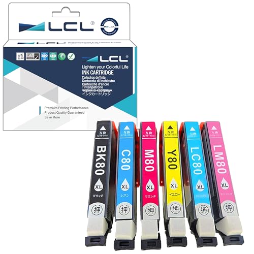 LCL エプソン用 IC6CL80L IC80L ICBK80L ICC80L ICM80L ICY80L ICLC80L ICLM80L 残量表示付き (6色セット) 互換インクカートリッジ 対応機種：EP-982A3 EP-707A EP-807AR EP-808AW EP-977A3 など・購入注意本製品を正常に使えるために、以下の商品の説明をご確認の上、ご購入ください。・対応機種 EP-707A / EP-708A / EP-777A / EP-807AB / EP-807AR / EP-807AW / EP-808AB / EP-808AR / EP-808AW / EP-907F / EP-977A3 / EP-978A3 / EP-979A3 / EP-982A3・商品仕様 6色セット　ブラック　シアン　マゼンタ　イエロー　ライトシアン　ライトマゼンタ・染料インクLCL IC80L インクは拡散係数が低い染料を使用しており、シャープで鮮やかなプリントが得られます。 さらに、その表面張力特性により、インクが紙の表面に吸収されやすくなり、印刷の光沢が維持されます。染料インクは完全な複合溶液であり、プリントヘッドが詰まりにくいです。・国際認定高品質の原材料が印刷効果を確保し、厳格な管理が安定した品質を確保します。国際規格であるISO14001、ISO9001とSTMC、CE、ROHS認定工場で製造されるLCL高品質消耗品を安心してお使いいただけます。・個別包装備品として購入して保管する便利さを考えて、すべての製品を1本ずつ独立した箱に入れます。硬質の箱も使用して、ご注文の商品が安全に届けますことを最大限に確保します。・厳格なテストすべての製品は3段階でテストされてこそ、工場から出荷される資格があります。第1段階は原材料の信頼性テスト、第2段階は完成品の色の忠実度テスト、第3段階は厳格な二重テスト: 製造段階での印刷テストと出荷前の最終テストです。ブランド: LCLメーカー: LCL型番: GMJPIC80LSET/KCMYLCLM