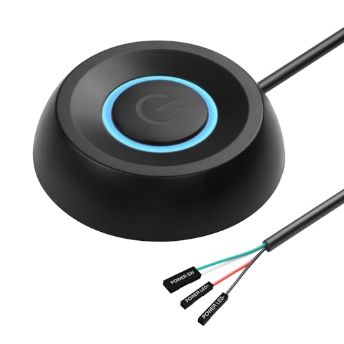 Rakuten - SinLoon PC電源スイッチ デスクトップ・コンピューターの電源スイッチ 外部リモート・スタート・コンピュータのマザーボード電源ボタン延長コード LED付き (黒い)