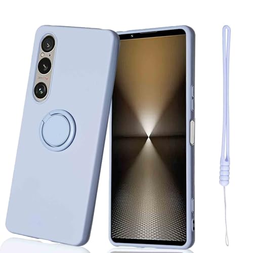 Rakuten - Aqier互換性 SONY Xperia 1 II/docomo SO-51A/au SOG01 用 ソフト スマホケース（パープル） エクスペリア1ii ドコモsog01 リングケース 極薄 TPU 耐衝撃 スタンド機能 360°回転 車載ホルダー 携帯カバー ソニーxperia1 2 Purple
