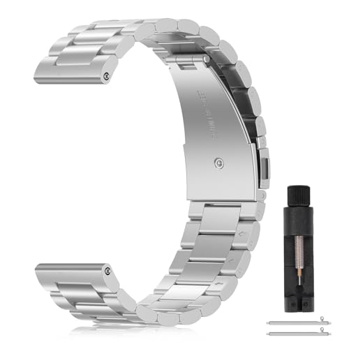 Rakuten - [ToVioc] バンド 22 mm 20 mm 金属ベルト 22ミリ 対応 ステンレスバンド 22ミリ 20ミリ 防錆 調節可能 男女兼用 交換ベルト サイズ調整工具付き (22 mm対応 シルバー)