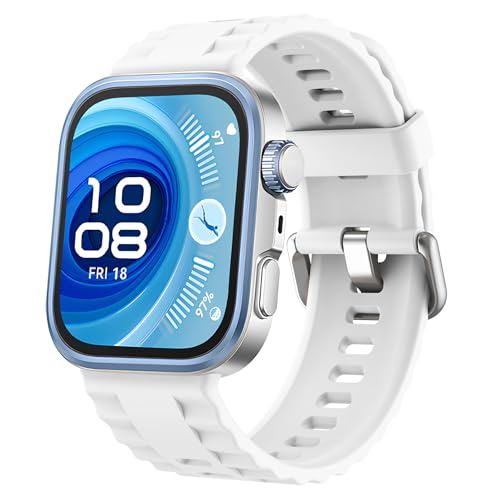 [SUIMUMU] ソフトシリコンバンドHuawei Watch Fit 4 Pro対応 シリコン製 スポーツバンドHuawei Watch Fit 4/Fit 3用 交換ベルト 防水 耐衝撃 柔らかい 快適 通気性 男女兼用 (ホワイト)