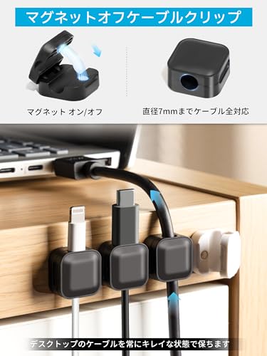 ケーブルホルダー マグネット ケーブルクリップ 超薄型・様々な配線対応・片手で楽々 コードホルダー ケーブルフック コードクリップ マグネット ケーブル 固定 磁石 デスク周り 便利グッズ コード まとめる 収納 配線 整理 落下 紛失防止 USB historia-10022783 Historia 楽天市場店 サンプル画像3