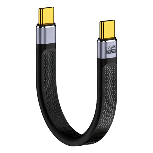 USB-C to USB-C短い タイプC ケーブル 40Gbps高速データ転送 13cm ブラック 8K@60Hz PD対応240W 5A 高精細映像対応 平形 短尺ケーブル Thunderbolt 4/3 データ転送・✨Thunderbolt 4/USB4 公認の高性能最大40Gbpsのデータ転送と8K@60Hzの映像出力を同時に実現。Thunderbolt 3/4 および USB4 デバイスでその性能を最大限に発揮し、大型ファイル転送や高精細映像編集を強力にサポートします。・✨ 次世代 240W パワーデリバリー対応業界をリードする最大240W（5A）の電力供給に対応。最新のノートパソコンやタブレットをフルスピードで充電でき、作業の中断を大幅に短縮します。（※充電器と機器の双方対応が必要です）・✨ プロ仕様の耐久性と信頼性接点部分には耐摩耗性の高いメッキ処理を施したアルミ合金を採用。抜き挿し寿命10,000回以上の高い信頼性を確保。さらに、強化されたメッシュケーブルは、極端な屈曲や日常的なストレスにも耐え、長期的な使用における信頼性を確保しました。・✨ インテリジェント保護チップ内蔵充電保護ICチップを内蔵し、過電圧、過電流、ショート回路から接続された大切な機器を保護。高速充電時の安全性と安定性を両立させています。・✨ マルチデバイス環境での活躍幅広い互換性を誇り、最新のスマートフォン、タブレットから、プロフェッショナルなストレージデバイス、カメラ、ドッキングステーションまで、多様なUSB-C環境をワンケーブルでシンプルに構築します。ブランド: VEAGIAメーカー: VEAGIA