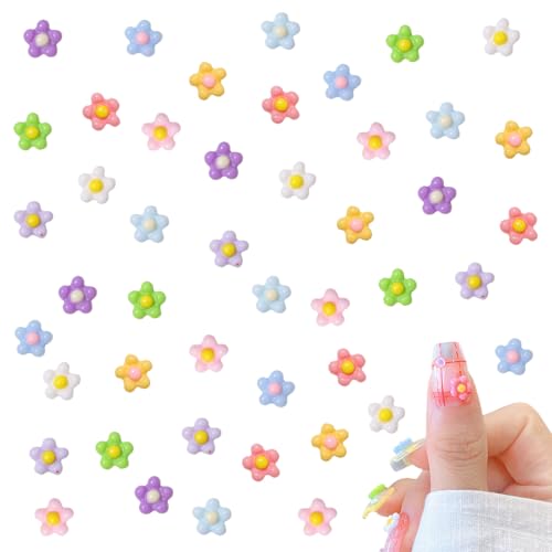 ネイルパーツ 花 200個セット 3D 立体 お花パーツ 樹脂 可愛い 小さい フラワー ジェルネイル レジン用 ジュエリーパーツ ネイルアート ハンドメイド デコパーツ ランダム色 (D マルチカラー)