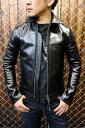 ☆History別注☆KADOYA(カドヤ)K'S LEATHER TCR-hs 襟付きタイトラインライダース 硬い革ジャン 中綿入り 3L