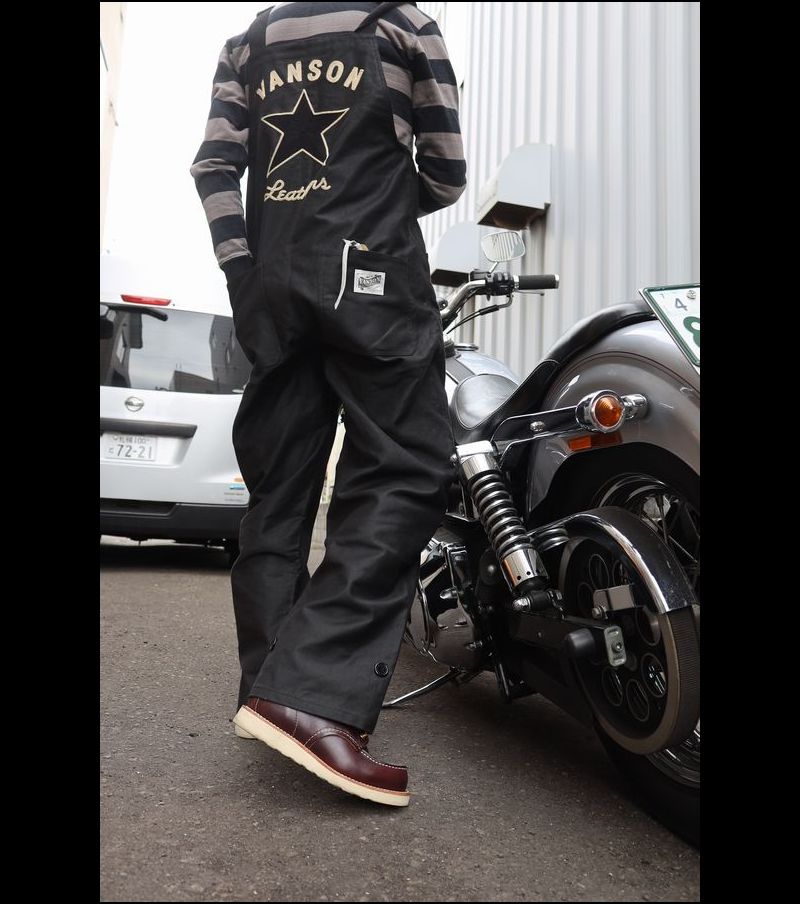 【VANSON バンソン 】 NVAO-2402 デッキオーバーオール ワンスター カラー:ブラック ワンスター サイズ:S/M/L/LL/XXL(ユニセックス)