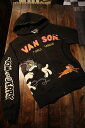 【VANSON×Tom and Jerry】トムとジェリーコラボ　TJV-2237 裏毛フロントZipパーカー　カラー：ブラック　サイズ：S,M,L,XL,XXL