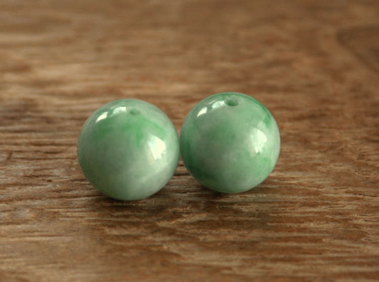 糸魚川翡翠丸玉 MA0414翠雅 作 13mm×2個
