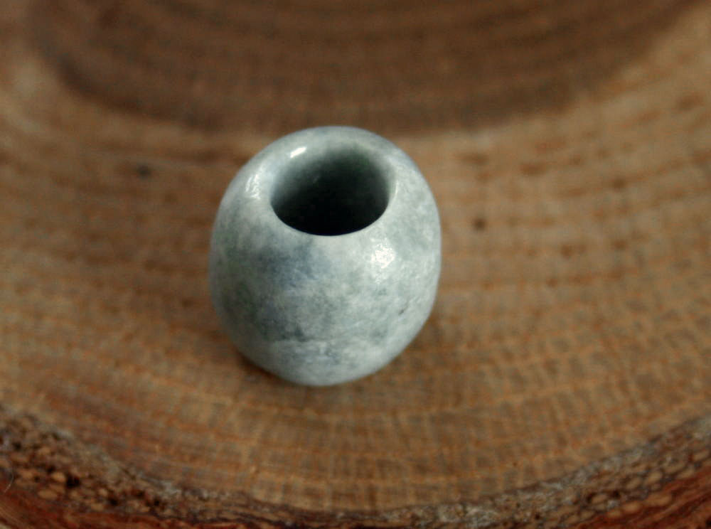Jade - 糸魚川翡翠管玉 C01851 清山 作 12.5mm*10mm 糸魚川産 ひすい 臼玉 ビーズ パワーストーン 魔除け お守り