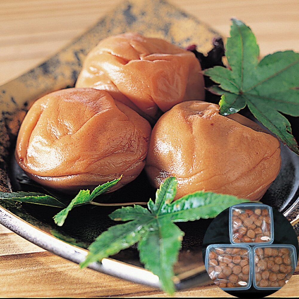 和歌山 紀州南高梅 つぶれ梅 はちみつ風味 (塩分6%) 1kg×3(梅の中でも王様の「南高梅」は皮が薄く、果肉が厚いのが特徴です。焼酎のお湯割りやおにぎりにはうってつけです。作業工程中、漬け段階の途中で少しだけ破けてしまった梅なのでとってもお得てす) |