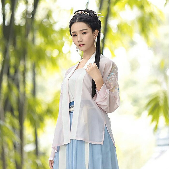 ハンフー レーストップス レースラップスカート ツーピース 漢服