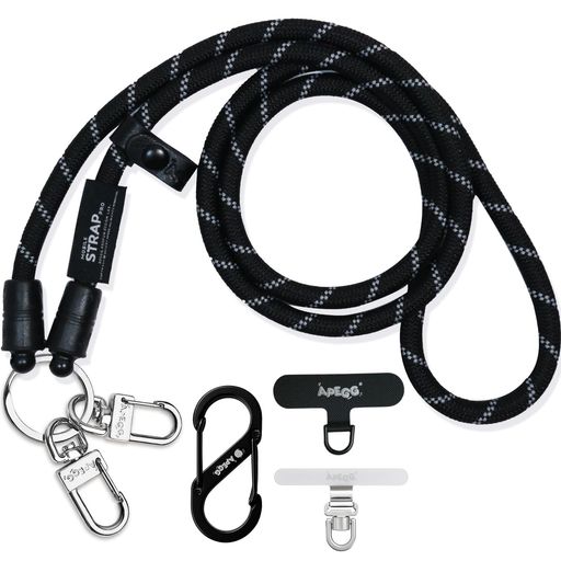 [VPEGGGP]APEGGスマホショルダー120cmスマホストラップ携帯ストラップショルダー肩掛け首掛け斜めがけiPhone全機種対応アウトドアネックストラップストラップホルダーストラップ8mm_BlackxGray