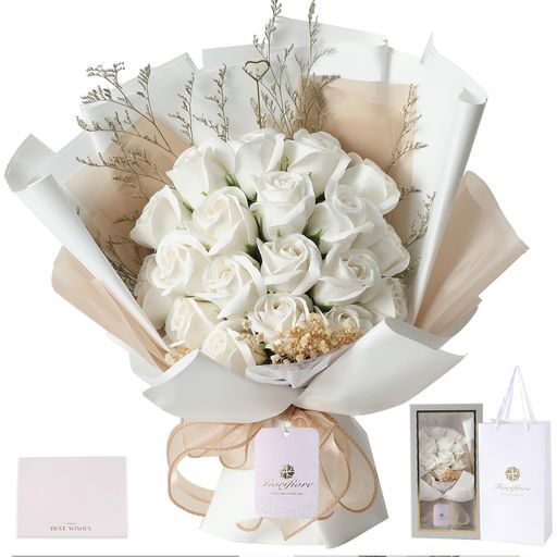 Fiorifiore人気ソープフラワー母の日花束プレゼントギフト父の日誕生日造花バラ18本女性結婚祝い退職送別インテリア(Moonlight)