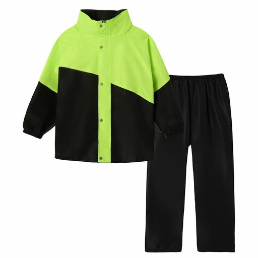 [Volunboy]レインコートキッズ上下男の子女の子ランドセル対応修学旅行林間学校子供カッパレインスーツレインウェアセパレートジュニア小学生中学生おしゃれ収納バッグ付き120-160cm(グリ…