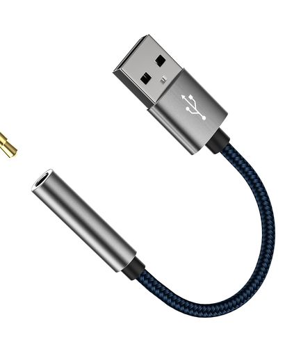 USB変換3.5mmイヤホンジャックアダプタ対応iPhoneDACAuxマイクオーディオSplitterタブレットAndroid