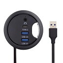 XiwaiUSB3.0ハブスプリッターサウンドカードUSB-C2ポートUSBマルチポートエクスパンダー高速TypeCデータポート60mmデスクグロメットドックステーションヘッドホンマイクオーディオインターフ…(2)