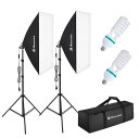 2個セットソフトボックス50x70cm写真撮影照明キットライトボックス撮影スタジオ用ライト2m三脚付きスタンド2個セットLED撮影用照明キャリングバッグ付き