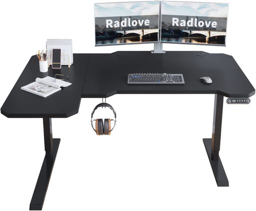 RADLOVE昇降デスクL字パソコンデスク電動昇降式デスク天板幅150CMx101CMゲーミングデスク机スタンディングデスクPCデスクつくえ高さ調節可能メモリー機能付き障害検知高さ71~117CM(ブラック RADLOVE昇降デスクL字パソコンデスク電動昇降式デスク天板幅150CMx101CMゲーミングデスク机スタンディングデスクPCデスクつくえ高さ調節可能メモリー機能付き障害検知高さ71~117CM(ブラック