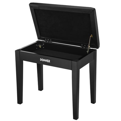 Donner ピアノ椅子 楽譜収納付き 木製 キーボードベンチ ピアノチェア 安定感 座り心地よい 頑丈 滑り止め 140kg耐荷重 幅50.8cm 奥行30.4cm ブラック