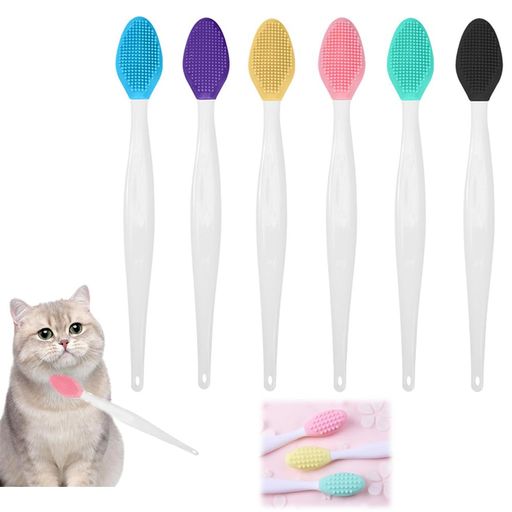XIANFQNKJ猫ブラシ4個セット猫ラバーブラシ猫あご汚れたあご掃除ブラシ猫両面クリーニングブラシ柔軟シ..
