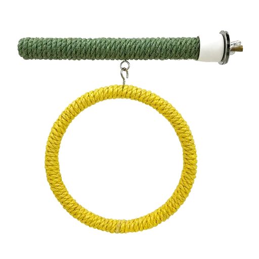 Oriryaインコおもちゃ麻縄スタンド&ブランコセット鳥おもちゃ木製止まり木噛むおもちゃケージ内アクセサリーおしゃれ吊り下げ式バードトイ運動不足解消緑黄色