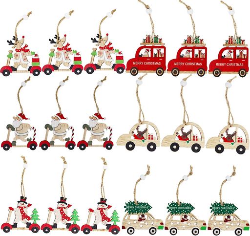 クリスマスツリーオーナメント クリスマスオーナメント デコレーション 飾り付け ギフトタグ 木製 サンタクロース トナカイ 雪だるま クリスマスツリー クリスマスツリー飾り チャーム …