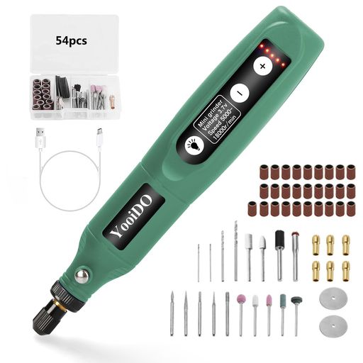 ミニルーターリューターコンパクトルーター5段変速54PCSセットYooiDOルーター工具2000mAhリューター電動18000RPM高速回転USB充電式コードレス