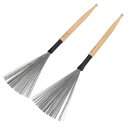 ドラムワイヤーブラシドラムスティック両用1ペアレッド/ホワイト/グリーン/ピンク/木色(木色)