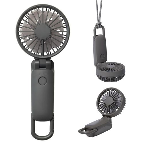 リズム(RHYTHM)ハンディファン2025大風量静音3WAY(手持ち首掛け卓上)[国内メーカー]風量5段階Type-C対応カラビナ&ストラップ付き小型携帯扇風機SilkyWindMobile3.2ダークグレー
